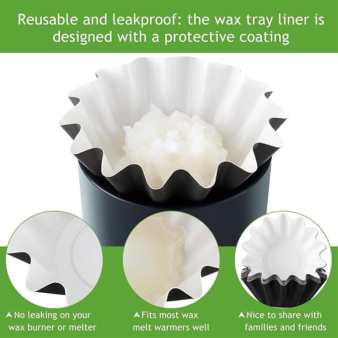 Boao Wax Melt Liners Reusable Wax Warmer Containers Leakproof Cups for Scented Candle, Paper Holders for Electric Pluggable Melter and Burner(Green,50 Pieces)