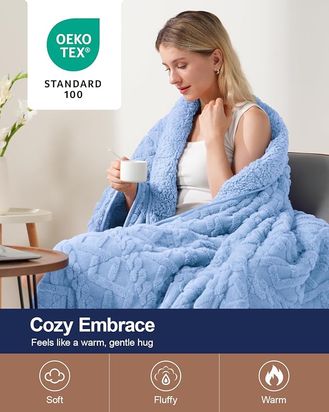 Super Fuzzy Soft Sherpa Fleece Weighted Blanket, 15 lbs Dual Sided Fluffy Heavy Weighted Blankets for Adults - No Bunching with Double Layers of Soft Inner Lining (60"x 80", 15 Pounds)