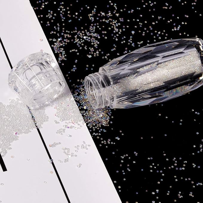 120 Pcs Glass Crystal Nail Rhinestones for Nail Art Craft,Micro Nail Pixie Beads,Mixed Colors 3D Decorations Nail Art Kit