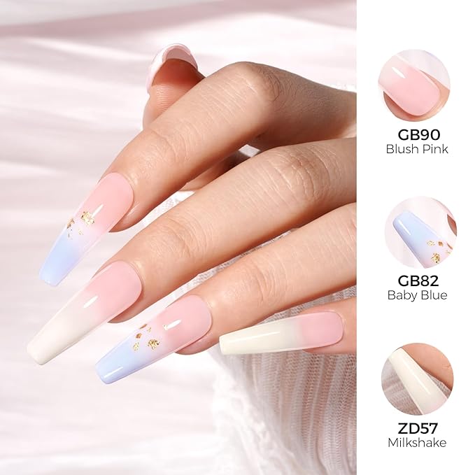 TOMICCA Milky White Gel Polish, Light Pink Gel Polish, Nude Nail Polish Gel, Bubble Bath Gel Nail Art Manicure Salon DIY