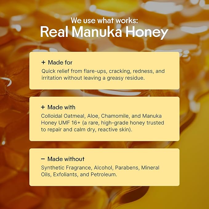 Clearbody Organics Manuka Honey Cream - 2 fl oz, Pack of 1 - Soothing Eczema Cream - Deep Hydration with Colloidal Oatmeal - Instant Manuka Relief for Dry, Itchy Skin