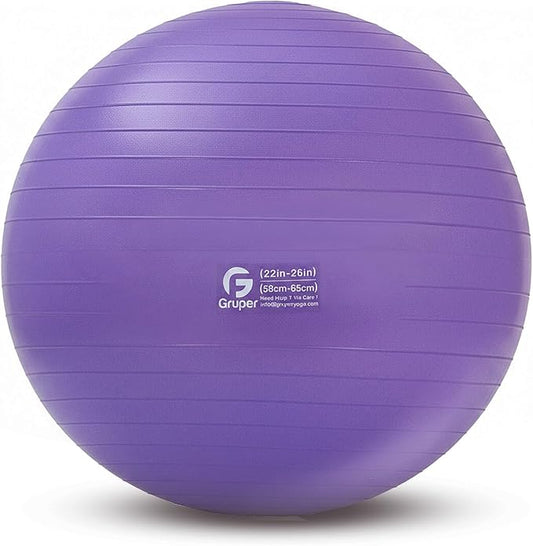 Gruper Yoga Ball and Pilates Ball,4 Sizes Exercise Ball for Fitness, Workout, Pregnancy and Physical Therapy,Quick Pump Included,Great as Yoga Ball Chair for Office or Home Gym Equipment