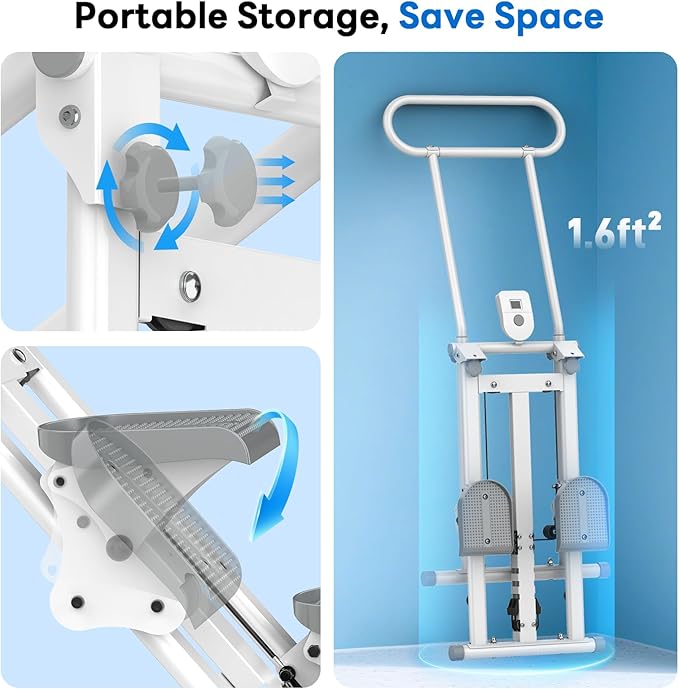 ERGOLIFE Stair Stepper with 3-Level Adjustable Resistance, 350lbs Upgrade Foldable Stairmaster Machine for Home Gym Workout, Cardio Stair Climber with Low Noise