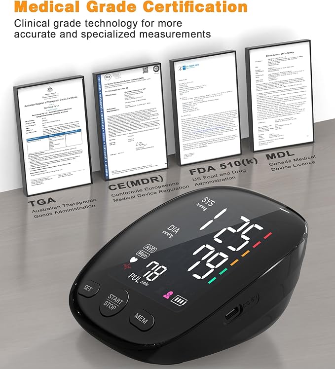 Upper Arm Blood Pressure Monitor for Home Use, FDA-Cleared, Electronic BP Machine with Dual User 240 Memory Sets, 4.7” Large LCD, Extended Cuff 8.66-16.54 in (22-42 cm), Dual Power USB/AAA Batteries