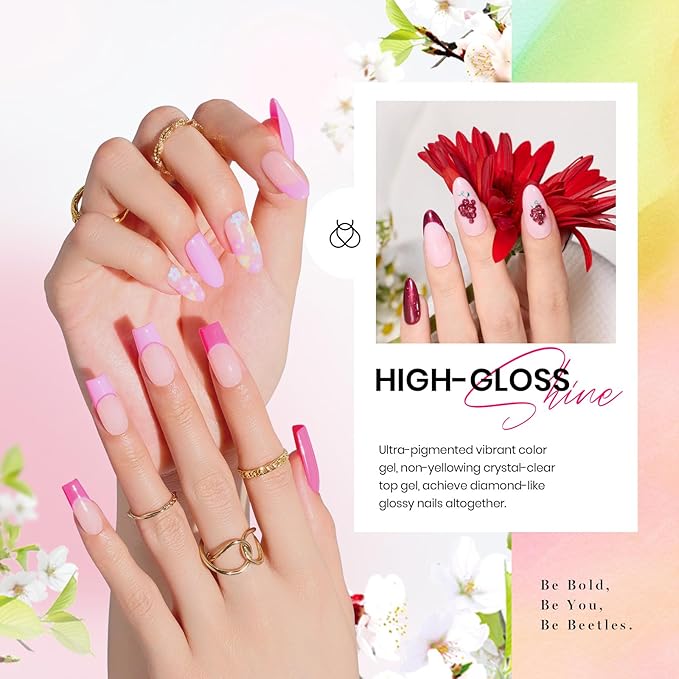 Beetles Winter Gel Nail Polish, 36 Colors Palette Green Brown Pink Yellow Blue Nude Glitter Color Gel Polish with Base Top Coat Soak Off UV LED All Seasons Gift for Women Girls