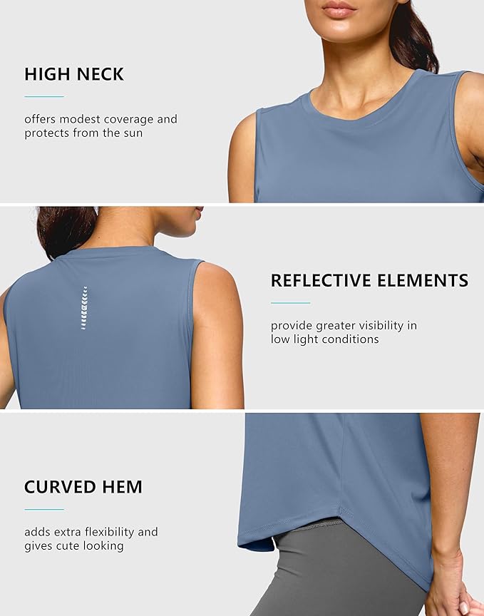 G Gradual Women's Workout Tank Tops Lightweight Sleeveless High Neck Athletic Shirts for Running Gym Tennis Pickleball