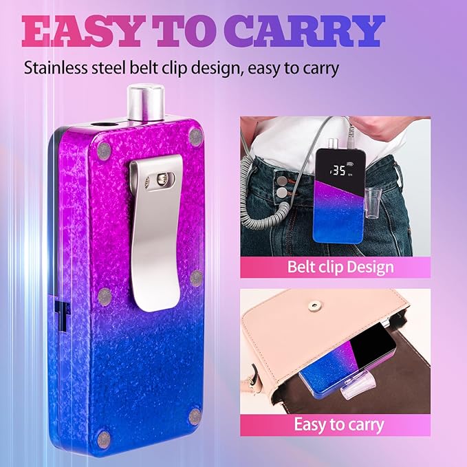 Nail Drill Portable Electric Nail File 35000RPM Electric Nail Drill Cordless Professional with Bits for Acrylic Gel Nails Nail E-File Machine Manicure Polishing for Salon Home (Snowflake Blue)