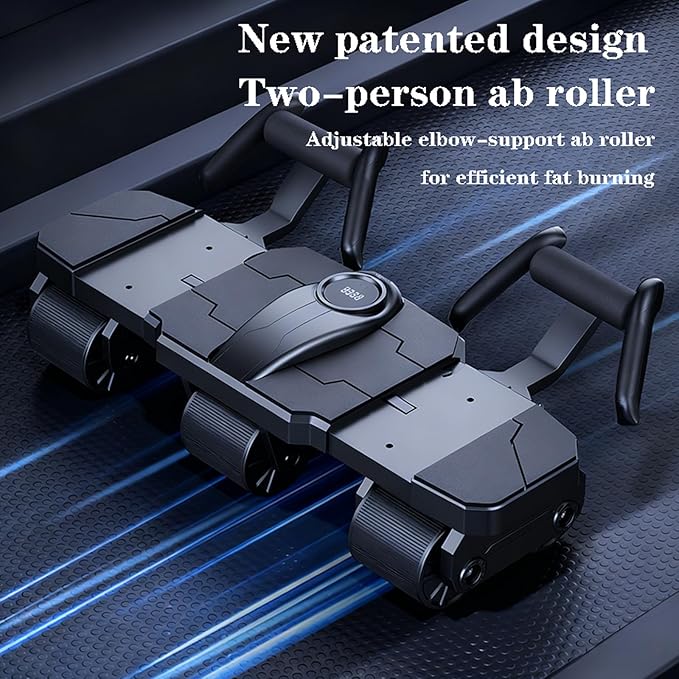 2025 New Ab Six Wheel Roller with Elbow Support - Automatic Rebound Abdominal Wheel Roller, The Upgraded Version For Dual Use Six -Wheel Abdominal Wheel Core Workout Equipment Home Gym Abs Machine