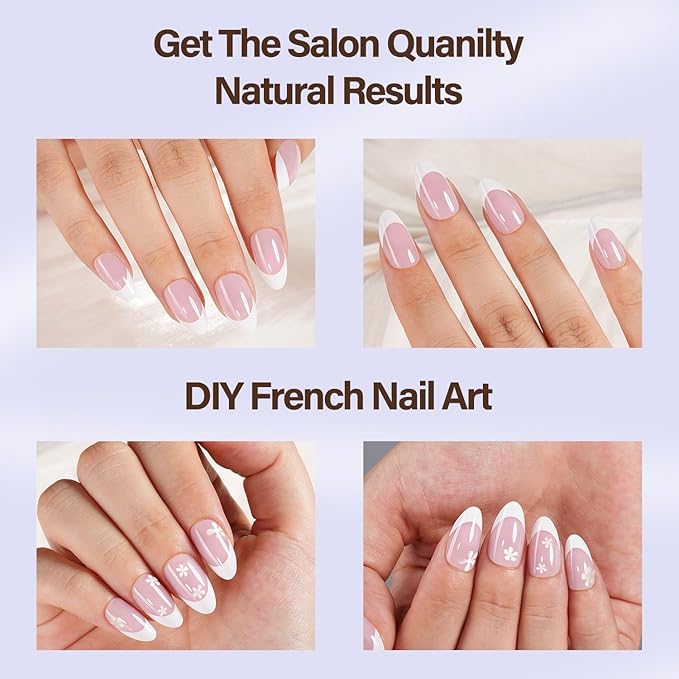 Misssix XBASICTIPS French Tip Press On Nails, 150Pcs French Gel Nail Tips Short Almond, Pink White Soft Gel Pre-shaped No Need to File 3 in 1 Nail Tips, Fake Nails for Nail Art DIY Extension 15 Sizes