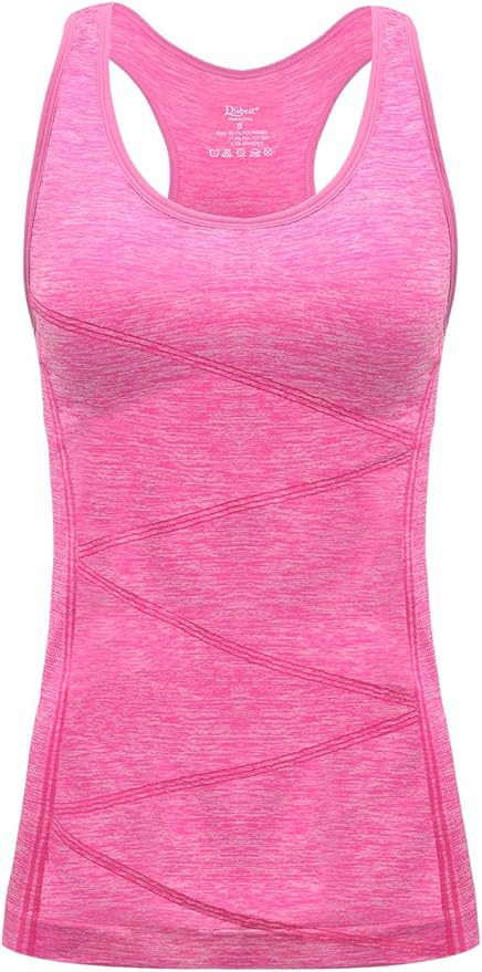 Disbest Yoga Tank Top, Women's Performance Stretchy Quick Dry Sports Workout Running Top Vest with Removable Pads