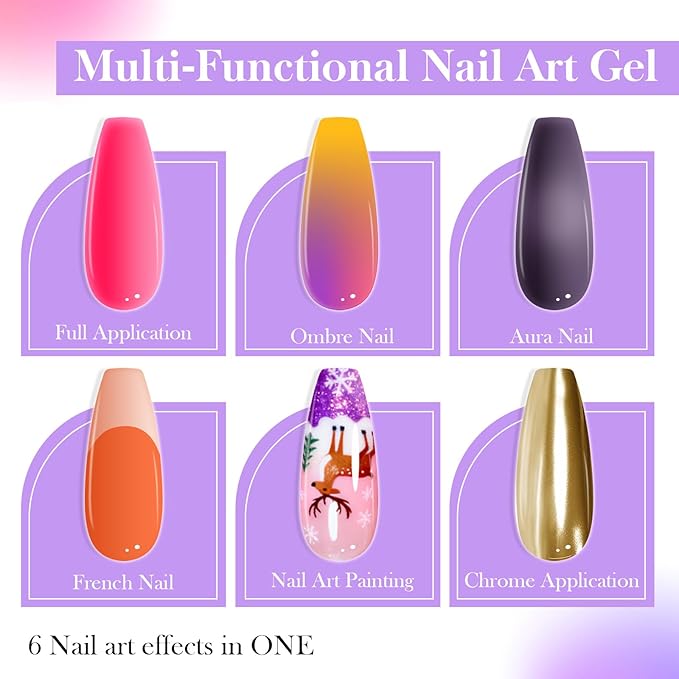 Gradient Painting Gel, 24 Bright Glitter Gold&Silver Black&White Pearlescent Colors Ombre Gel Nail Polish for Light Pigment Pat Nail Gel Kit French Manicure No-wipe DIY Nail Art Soak of UV A