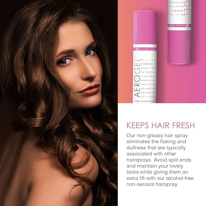 TRIDESIGN Aerogel Hairspray - Strong Hold Hair Finishing Spray for Volumizing & Control, Flexible Styling for All Hair Types, Non-Sticky and Scented - For Women and Men - Travel Size Pack of 2 (3 Oz)