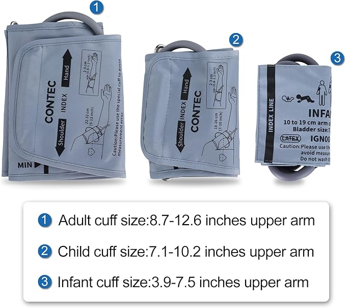 CONTEC Fully Automatic Blood Pressure Monitor Upper Arm Cuff 3 Mode 3 Cuffs Electronic Sphygmomanometer 300 Sets Memory