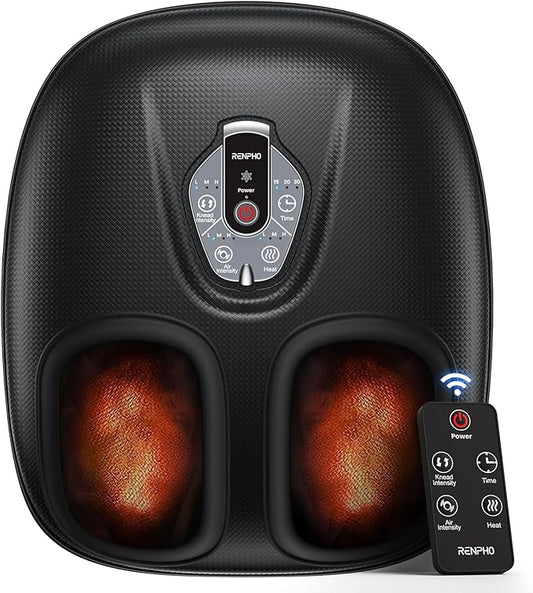 RENPHO Foot Massager Machine with Heat [2025 Upgraded], Shiatsu Foot Massager for Plantar Fasciitis, Birthday Gifts for Women, Wireless Control, 2025 New Upgraded, BK