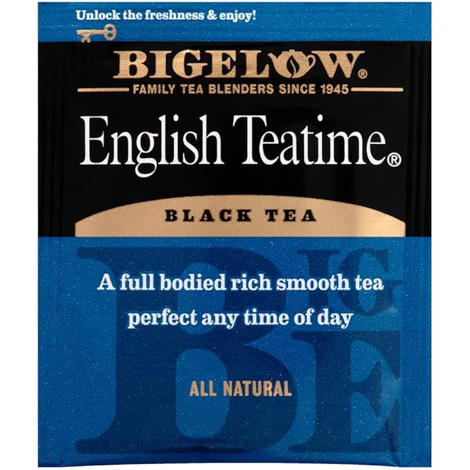 Bigelow English Teatime Tea 28-Count Box (Pack of 1) Full Caffeine Premium Black Tea Bold and Antioxidant-Rich Full Caffeine Black Tea in Foil-Wrapped Bags