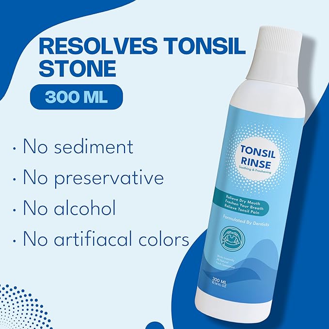 Tonsil Stone Mouth Wash - Tonsil Stone Oral Mouthwash & Tonsil Rinse for Tonsil Stones Natural Ingredients Oral Rinse Liquid, Tonsil Stone Liquid Remover, 300ml