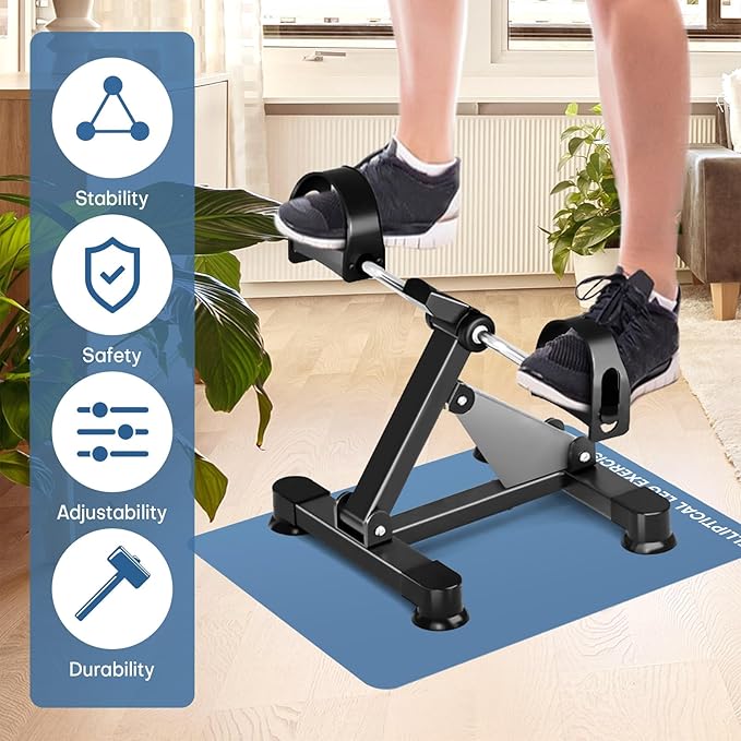 Under Desk Elliptical Mat - Non-Slip Exercise Equipment for Peloton Bike, Small Exercise Mat for Desk Workout Equipment