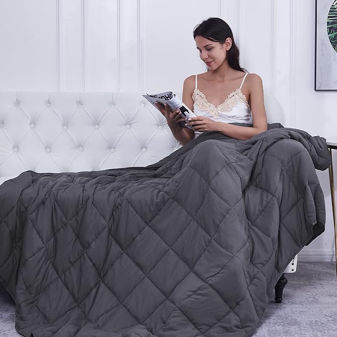 Weighted Blanket 30lbs 88x104 Cooling Breathable Heavy Blanket with Glass Beads for Adult All-Season