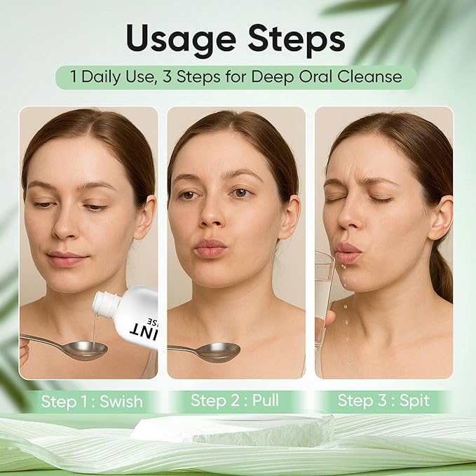 Spearmint Oil Pulling Rinse, Cold-Pressed Coconut Mouthwash for Teeth Whitening, Peppermint Oil for Teeth and Gums (1)