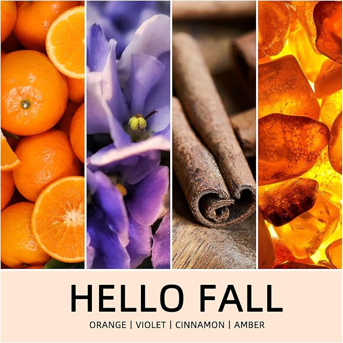 Fall Scented Candles Hello Fall 7oz – Warm Pumpkin Spice & Sweet Apple Soy Wax Candle for Cozy Autumn Home Décor, Perfect Fall Gift, 50 Hour Long Burn