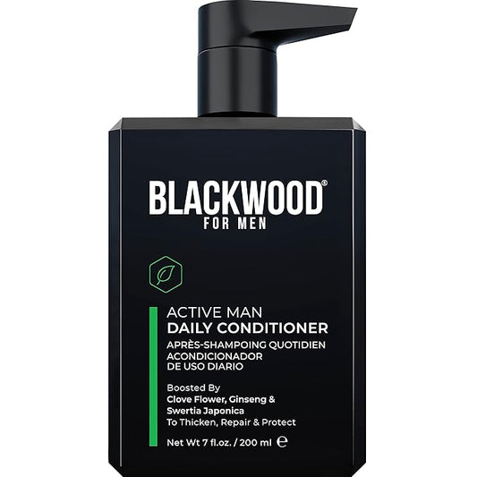 BLACKWOOD FOR MEN Active Man Daily Conditioner - Men's Thickening Conditioner for Hair Loss & Dandruff - Deep Treatment for Shine - Natural Vegan Formula - Sulfate, Paraben, & Cruelty-Free (7 Oz)