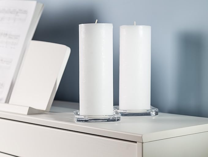 Set of 2 Pillar Candles 3" x 8" Unscented Handpoured Weddings, Home Decoration, Restaurants, Spa, Church Smokeless Cotton Wick - White