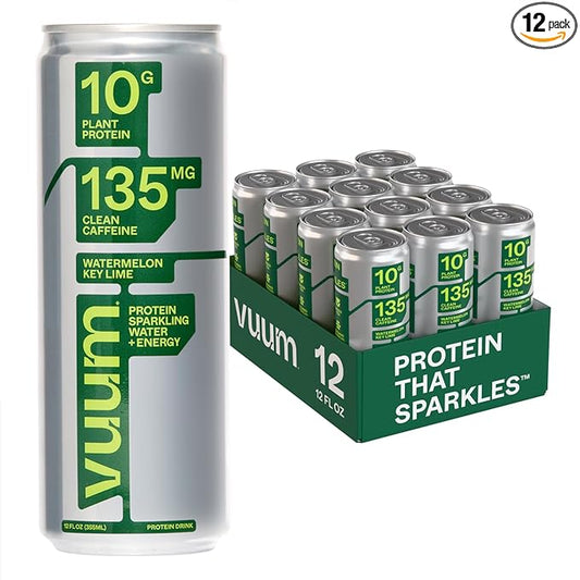 VUUM Sparkling Clear Protein - 10G Plant Protein, Natural Caffeine + Theanine, Sugar Free (Watermelon Key Lime)