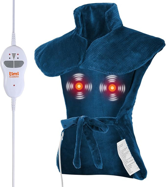 Heating pad for Neck - Wearable Electric Heating Pads for Back, Shoulder and Waist, Large Heat Pad with 4 Massage Modes & 2 Heat Levels for Women, Men, Mom, 24"x35", 2 Motor, Teal