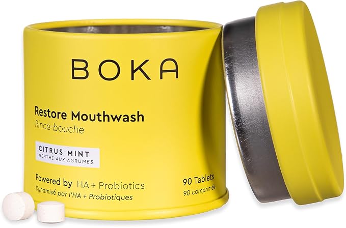 Boka Travel Size Mouthwash Tablets - Hydroxyapatite, Fluoride Free & Alcohol Free - Chewable Tablets to Freshen Breath, Kill Odor Quickly & Helps Remineralize Teeth - (90 Pcs, Citrus Mint)