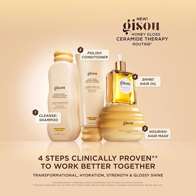 Gisou Honey Infused Hair Oil - Hydrating & Frizz Control Treatment with Mirsalehi Honey, Adds Shine & Heat Protectant for All Hair Types, 0.7 Fl Oz