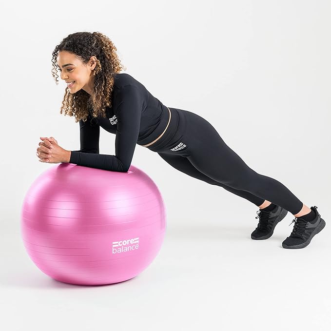 Core Balance Exercise Ball for Workouts, Anti-Burst and Slip Resistant, Swiss Yoga Ball for Pregnancy, Stability, Fitness and Physical Therapy, 4 Sizes, with Pump