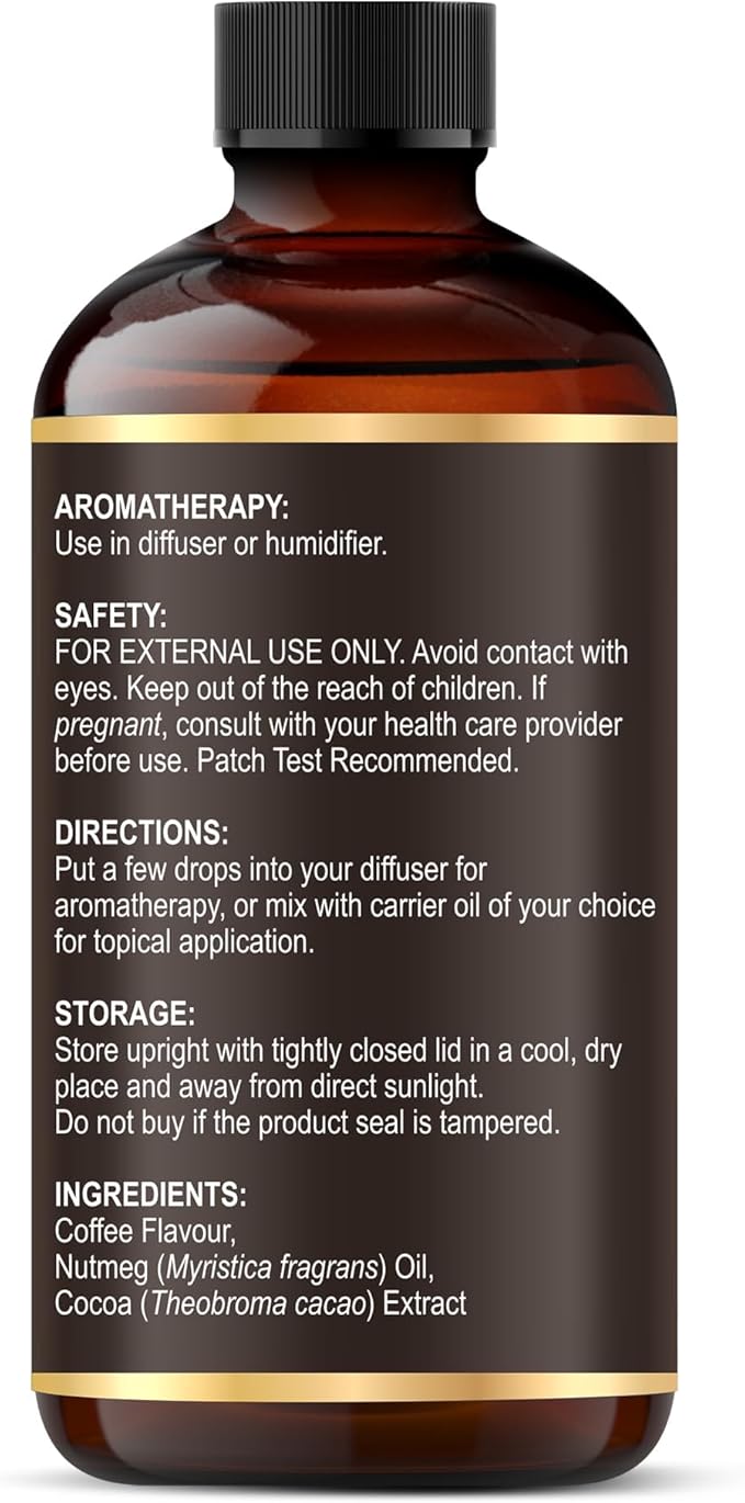 MAJESTIC PURE | Coffee & Roasted Nuts Premium & Free from Mineral Oil | Coffee Flavour, Cocoa Extract, Nutmeg Oil Used in Diffusers, DIY, Self Care | 4 fl oz