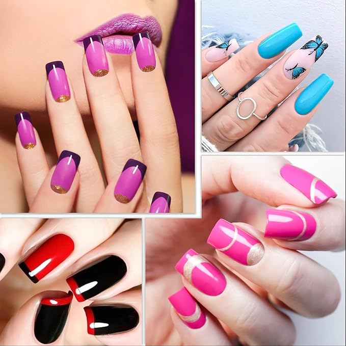 krofaue 500PCS Half Cover False Nails Tips - Acrylic Nail Tips 10 Sizes Lady French Style Acrylic Artificial Tip Manicure with Box for Nail Tips Art Salons and Home DIY