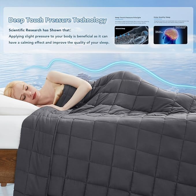 Topcee Weighted Blanket for Adults (10 lbs, 48" x 72") Twin Size Soft Cooling Heavy Blanket Sleeping, Apply to 90-110 lbs Body, Thick Breathable Blanket with Glass Bead, Easy Care