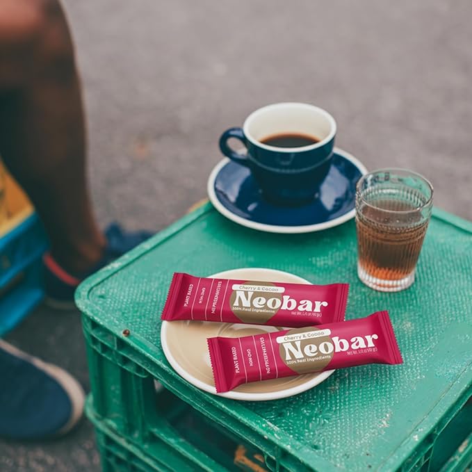 NEOBAR Fruit and Nut Bars - Plant-Based Vegan Snack Bars, Gluten Free Dairy Free Snacks, No Added Sugar, No Preservatives, Non-GMO | Cherry & Cacao,12 Count