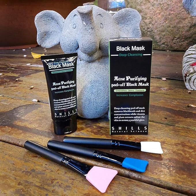 SHILLS Charcoal Face Mask, Peel Off Mask, Charcoal, Deep Cleansing, Purifying, Activated Mask with Brush