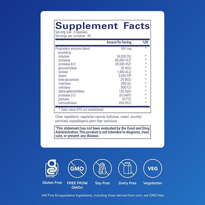 Pure Encapsulations Digestive Enzymes Ultra - Vegetarian Digestive Enzyme Supplement to Support Protein, Carb, Fiber, and Dairy Digestion* - 90 Capsules