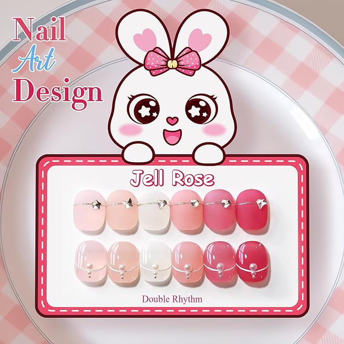 Double Rhythm 6 Pcs 15 ML Gel Polish Set Same Color Same Bottle Soak Off Gel Polish Kit Nail Art Manicure Salon DIY at Home for Women (Milky White Jelly Pink Nude Peach-T6-24)