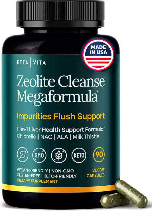 Liver Cleanse Detox & Repair for Heavy Metal Detox, Gut Health, and Energy - Zeolite for Adults with Noni, Glutathione, NAC, Chlorella, Spirulina, ALA, Cilantro, Milk Thistle & Shilajit, 90ct