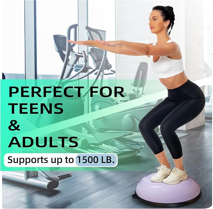 Half Balance Ball, 23 Inch Balance Ball Trainer with Foot Pump for Improving Balance Core Strength and Fitness, Balance Balls Perfect for Home Gym Workout Use