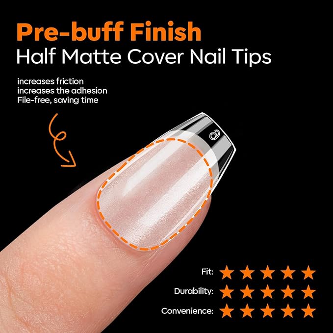 modelones Extra Short Coffin Nail Tips, Pre-shaped Soft Gel Tips Fake Nails False Acrylic Clear Full Cover Press on Extension Kit Gel Manicure DIY at Home 216PCS 12Sizes