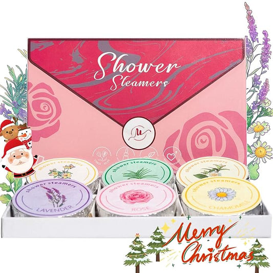 Shower Steamers Aromatherapy - Valentine's Day Gifts for Women, 6 pcs Peppermint Self Care Bath Bombs with Natural Essential Oils, Relaxation Spa Gifts for Teen Girl&Mom&Sister&Bridesmand&Friend, Pink