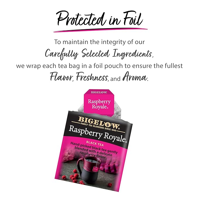 Bigelow Tea Raspberry Royale Black Tea Bags, Caffeinated, 20 Count, Pack of 6