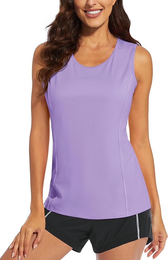 MAGCOMSEN Women's Sleeveless Workout Shirts UPF 80+ Dry Fit Running Wicking Tank Tops Athletic Gym Summer