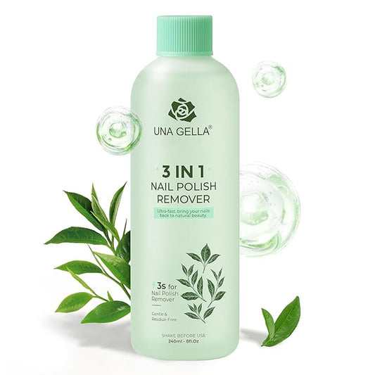 UNA GELLA Nail Polish Remover, Soak Off Acetone Polish Remover For Nails With Easy Use Cap, Healthy Formula Works For Nail Glue 8 Fl Oz, Green Tea Scent