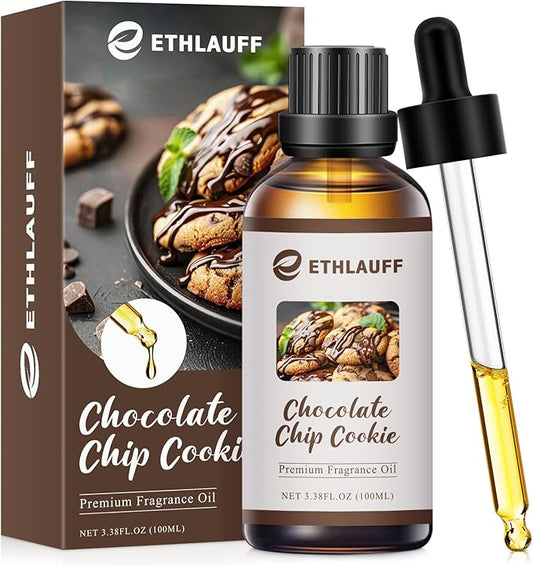 Chocolate Chip Cookie Fragrance Oil, 100ml Bakery Essential Oil for Diffusers for Home,Candle Scented Oils for Soap Making, Bath Bombs, Massage -3.38FL.OZ
