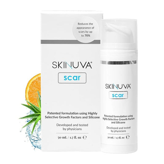 Skinuva® Next Generation Scar Cream - Advanced Silicone Scar Cream Matrix Formulated with Growth Factors & Clinically Proven to Help Reduce The Appearance of Scars (1.7 oz)