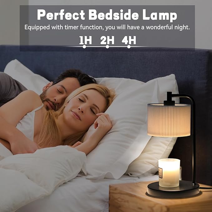Candle Warmer Lamp with Timer, Dimmable Candle Wax Warmer Electric Candle Lamp for Scented Candles with Bulbs, House Warming Gifts Brithday Gifts Home Decor(Black)