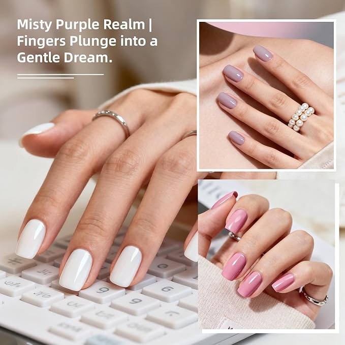 JODSONE 10 Colors Gel Nail Polish Set with Base Coat & Top Coat White Pink Purple and Red Gel Polish for All Seasons Women's Holiday Gift