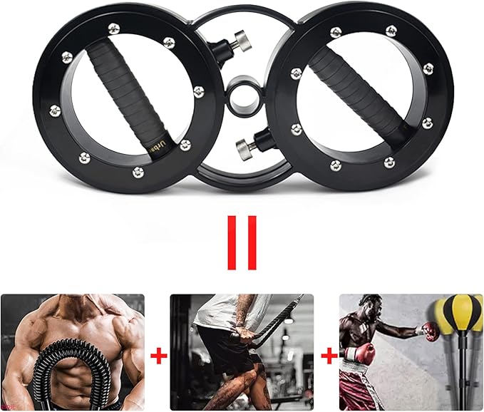 FIITY 18 Pounds Resistance Adjustable Rotator Machine for Upper Body Strength Training, 360 Degree Rotating Grips, Multifunctional Spinning Burn Machine for Forearm Trainer, Boxing, Workouts (Black & Sliver)